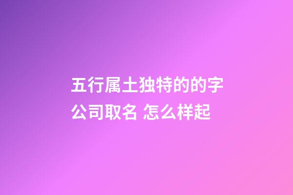 五行属土独特的的字公司取名 怎么样起-第1张-公司起名-玄机派